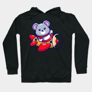 Cute baby mouse driving plane cartoon Hoodie